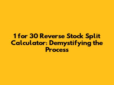 1 for 30 Reverse Stock Split Calculator: Demystifying the Process