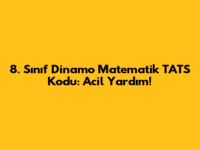 8. Sınıf Dinamo Matematik TATS Kodu: Acil Yardım!