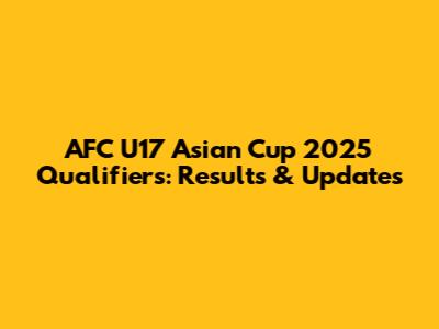 AFC U17 Asian Cup 2025 Qualifiers: Results & Updates