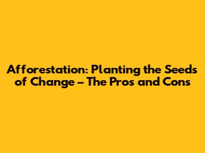 Afforestation: Planting the Seeds of Change – The Pros and Cons