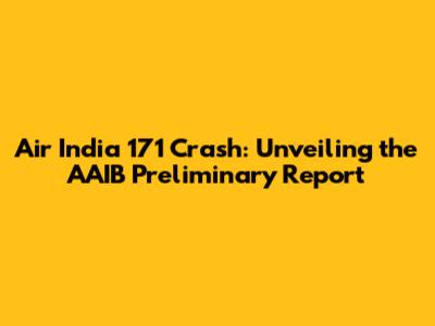 Air India 171 Crash: Unveiling the AAIB Preliminary Report