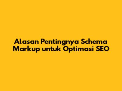 Alasan Pentingnya Schema Markup untuk Optimasi SEO