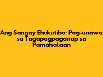 Ang Sangay Ehekutibo: Pag-unawa sa Tagapagpaganap sa Pamahalaan