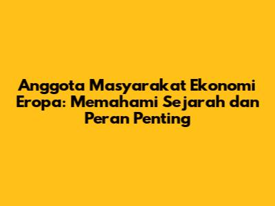 Anggota Masyarakat Ekonomi Eropa: Memahami Sejarah dan Peran Penting