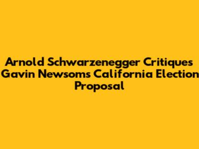 Arnold Schwarzenegger Critiques Gavin Newsom's California Election Proposal