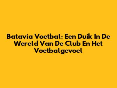Batavia Voetbal: Een Duik In De Wereld Van De Club En Het Voetbalgevoel