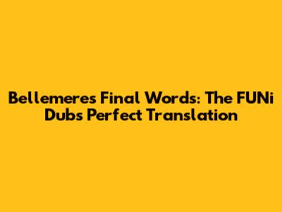 Bellemere's Final Words: The FUNi Dub's Perfect Translation