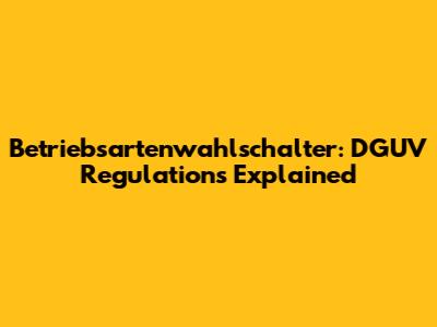 Betriebsartenwahlschalter: DGUV Regulations Explained