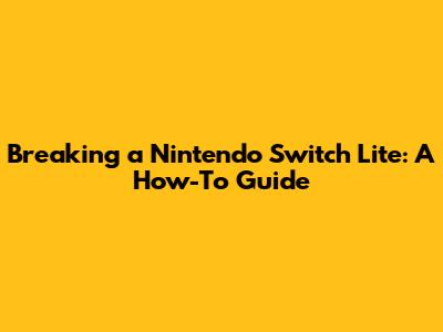 Breaking a Nintendo Switch Lite: A How-To Guide