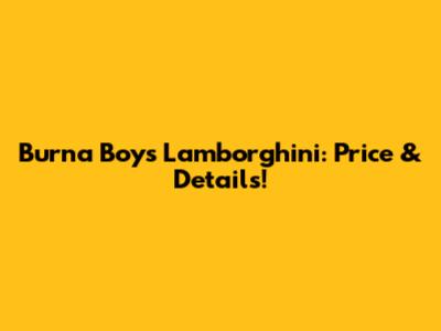 Burna Boy's Lamborghini: Price & Details!