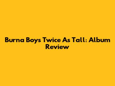Burna Boy's Twice As Tall: Album Review