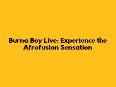 Burna Boy Live: Experience the Afrofusion Sensation