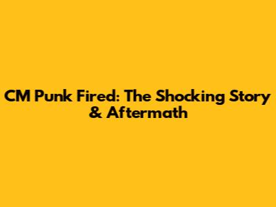 CM Punk Fired: The Shocking Story & Aftermath