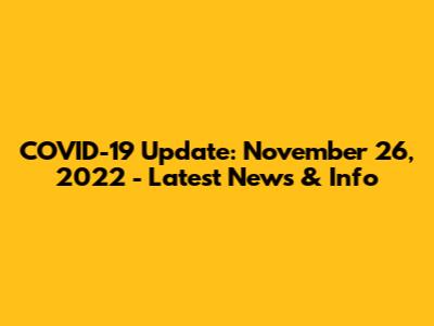 COVID-19 Update: November 26, 2022 - Latest News & Info
