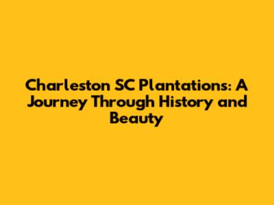 Charleston SC Plantations: A Journey Through History and Beauty