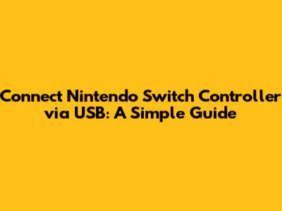 Connect Nintendo Switch Controller via USB: A Simple Guide