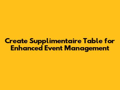 Create Supplimentaire Table for Enhanced Event Management