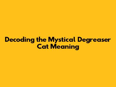 Decoding the Mystical 'Degreaser Cat' Meaning