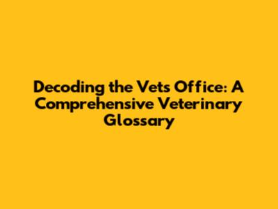 Decoding the Vet's Office: A Comprehensive Veterinary Glossary
