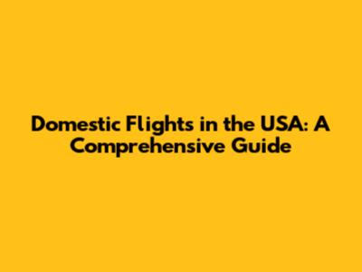 Domestic Flights in the USA: A Comprehensive Guide