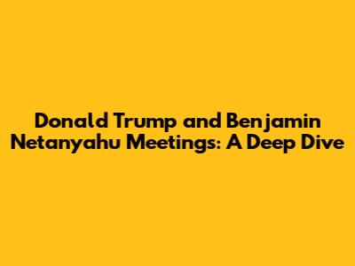 Donald Trump and Benjamin Netanyahu Meetings: A Deep Dive