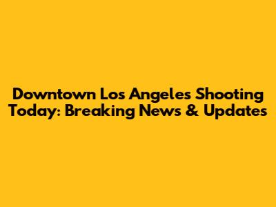 Downtown Los Angeles Shooting Today: Breaking News & Updates