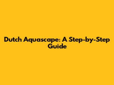 Dutch Aquascape: A Step-by-Step Guide