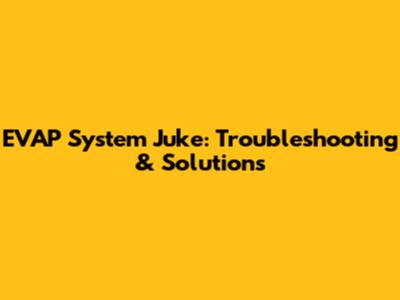 EVAP System Juke: Troubleshooting & Solutions