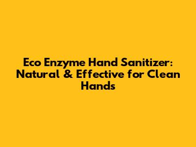 Eco Enzyme Hand Sanitizer: Natural & Effective for Clean Hands