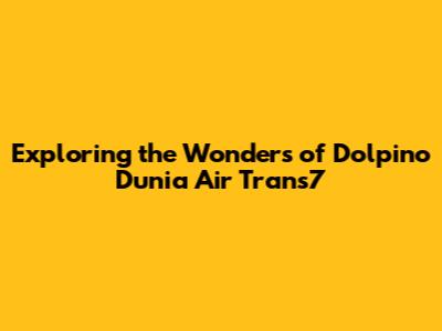 Exploring the Wonders of Dolpino Dunia Air Trans7
