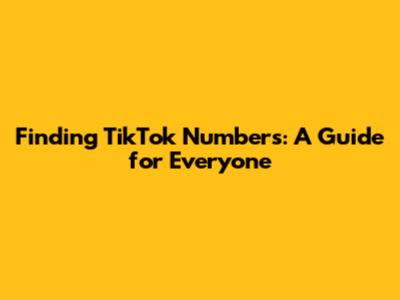 Finding TikTok Numbers: A Guide for Everyone