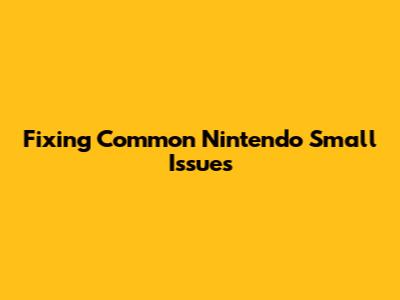 Fixing Common Nintendo Small Issues