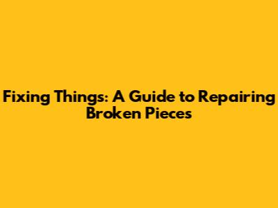 Fixing Things: A Guide to Repairing Broken Pieces