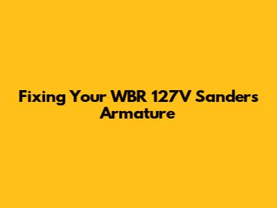 Fixing Your WBR 127V Sander's Armature
