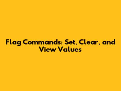 Flag Commands: Set, Clear, and View Values