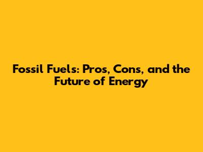 Fossil Fuels: Pros, Cons, and the Future of Energy