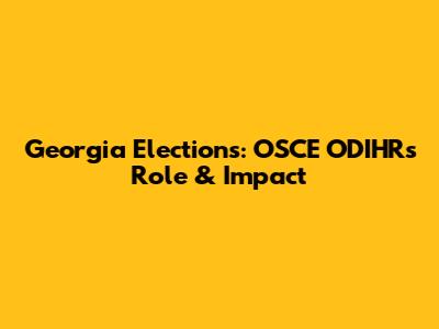 Georgia Elections: OSCE ODIHR's Role & Impact