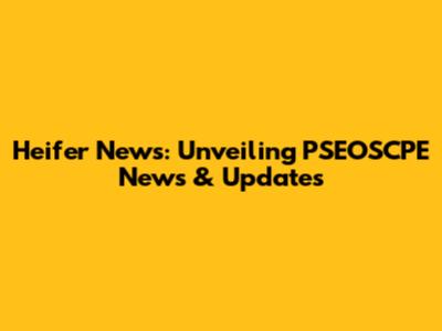 Heifer News: Unveiling PSEOSCPE News & Updates