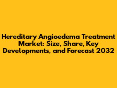 Hereditary Angioedema Treatment Market: Size, Share, Key Developments, and Forecast 2032
