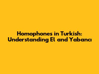 Homophones in Turkish: Understanding 'El' and 'Yabancı'