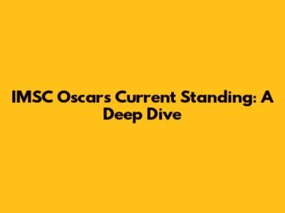 IMSC Oscar's Current Standing: A Deep Dive
