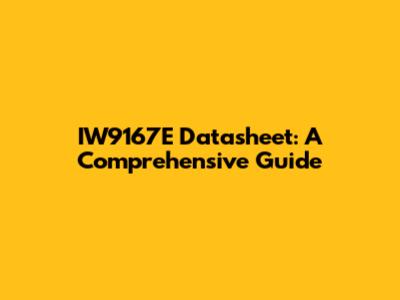 IW9167E Datasheet: A Comprehensive Guide