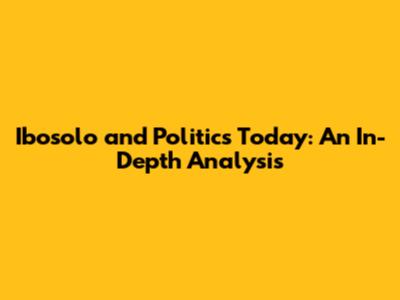 Ibosolo and Politics Today: An In-Depth Analysis