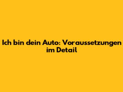 Ich bin dein Auto: Voraussetzungen im Detail