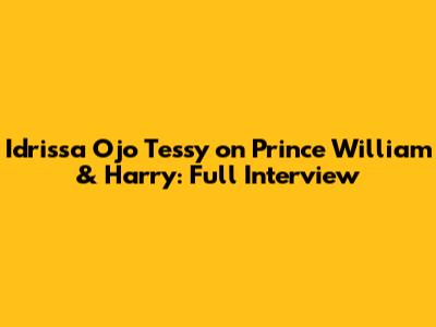 Idrissa Ojo Tessy on Prince William & Harry: Full Interview
