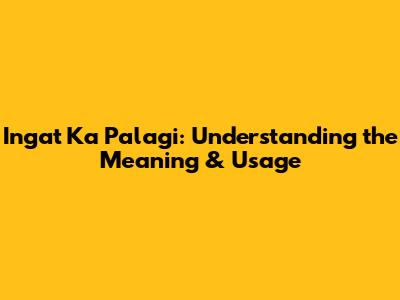 Ingat Ka Palagi: Understanding the Meaning & Usage