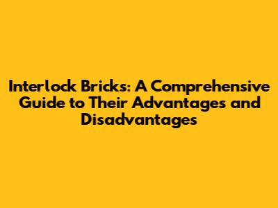 Interlock Bricks: A Comprehensive Guide to Their Advantages and Disadvantages