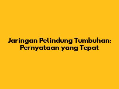 Jaringan Pelindung Tumbuhan: Pernyataan yang Tepat