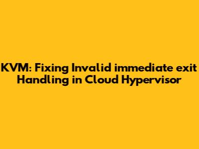 KVM: Fixing Invalid immediate_exit Handling in Cloud Hypervisor
