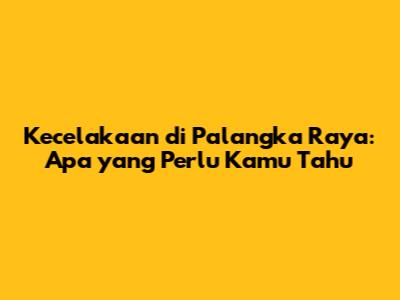 Kecelakaan di Palangka Raya: Apa yang Perlu Kamu Tahu